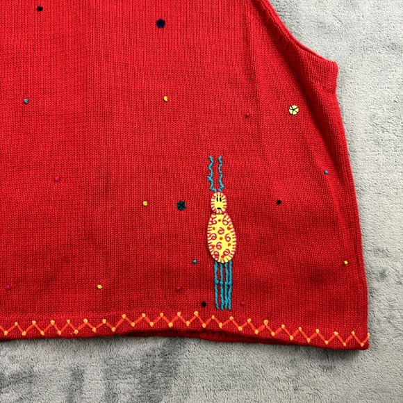 Vintage Susan Bristol Womens Sweater Vest Size Large Funky Retro Embroidered - Picture 8 of 9